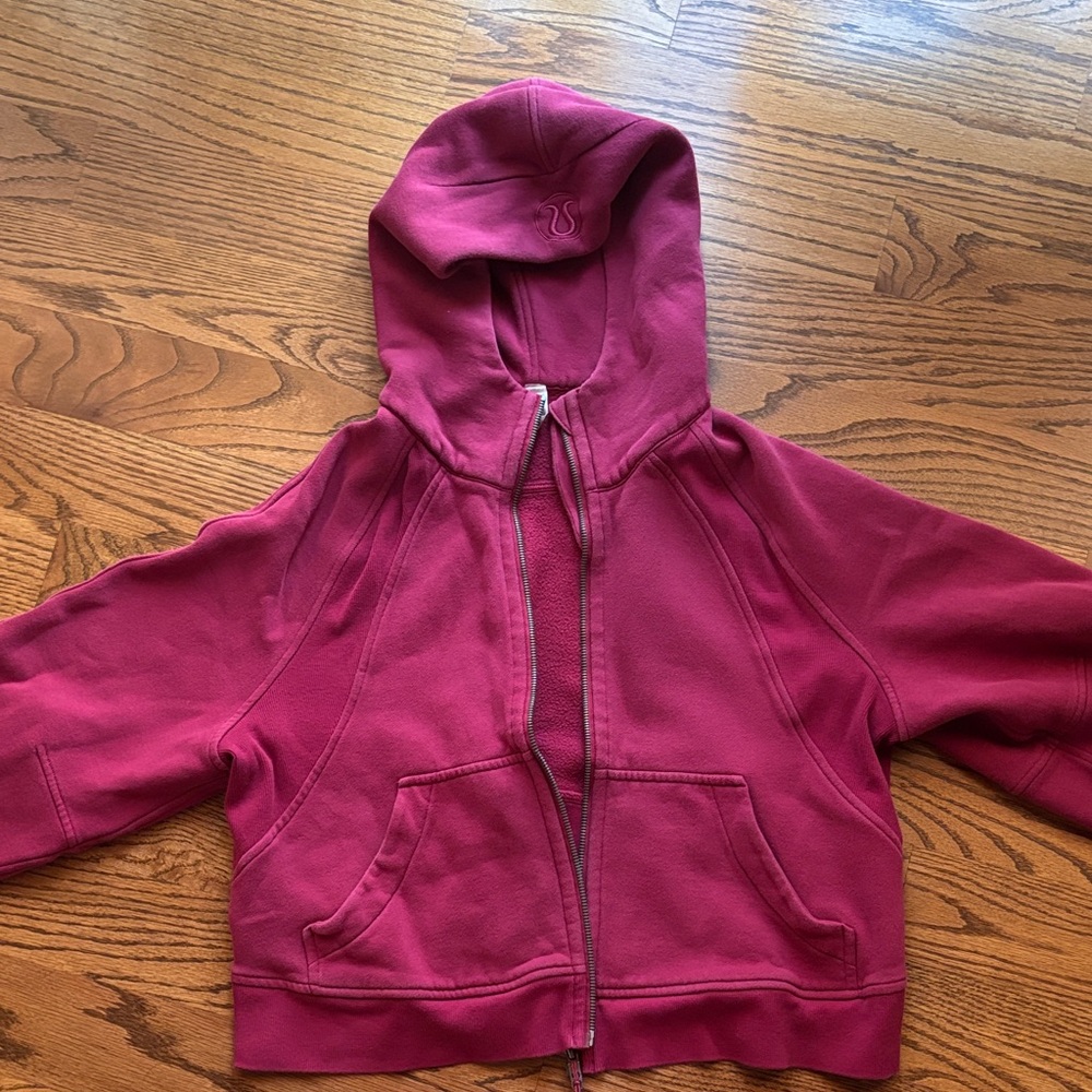 Lululemon Athletica Burgundy Crop Top Hoodie